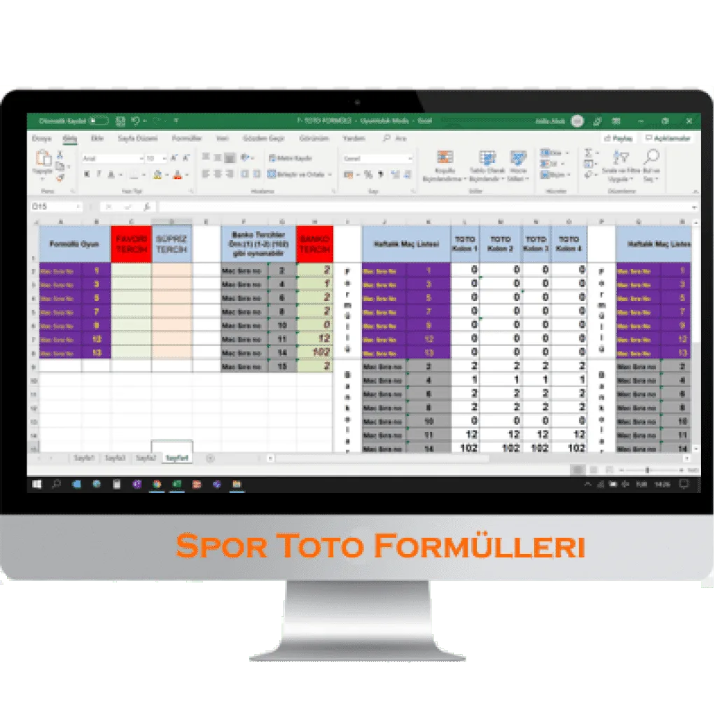 spor toto excel formülleri
